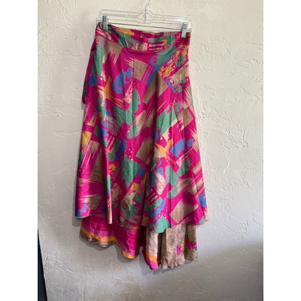 Earthbound reversible wrap asymmetrical midi skirt womens bohemain fairy cottage - Picture 6 of 8